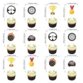 Dimensions des décorations de gâteau de course F1 incluant volant et trophée de sport - Toppers de Cupcake de Course