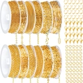 Set di catene per gioielli fai-da-te dorate con chiusure a moschettone e anelli - Placcato Oro Imitazione Combo 1