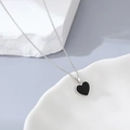 Elegant S925 sterling silver necklace with black onyx heart pendant on minimalist chain - Black Agate Necklace