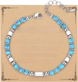 Detail of 4mm bohemian turquoise bead bracelet on card with motivational quote - Always Card Style / With Card / Turquoise
