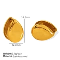 Polished gold-plated stainless steel teardrop hoop earrings in a minimalist 3D design - Teardrop Shape (EH658 Gold Ear Clip) / Gold