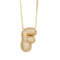 Golden balloon letter f pendant necklace with sparkling cubic zirconia pavé setting - Letter F / Gold