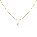 18K gold plated snake chain necklace featuring a rectangular clear zircon pendant - Single Snake Chain / Aqua