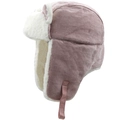 Roze corduroy trapper muts met witte imitatiebont voering en leuke oren voor de winter - XL (58-60cm) / Roze