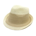 Elegant two-tone woven straw jazz hat for summer beach trips and outdoor sun protection - M (56-58cm) / Milk White + Beige
