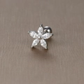 Silver flower tragus stud with marquise cubic zirconia and ball screw back closure - Marquise Zirconia Flower / Silver