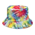 Detailed view of colorful tie-dye bucket hat with reinforced stitching on the brim - M (56-58cm) / Red Yellow Blue Multicolor Tie-Dye Style(3#)