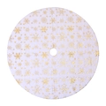Jupe de sapin de Noël en peluche blanche avec motifs de flocons en paillettes dorées - 38cm / Fin flocon de neige doré bronzé