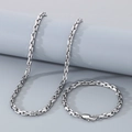 Conjunto de pulsera y collar de acero inoxidable plateado con cierre de langosta - Pulsera 20cm (8inch) / Color Acero (Cierre de Hebilla)