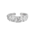 Minimalist S925 sterling silver open ring with unique rock texture and lava design - Adjustable Open / White Gold