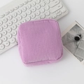 Portable purple corduroy cosmetic storage bag and small sanitary napkin organizer pouch - Light Purple