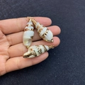Three white natural shell pendants with elegant gold plated edges for DIY jewelry making - No.27 (White Shell - Gold Edge)