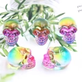 Set of 5 iridescent crystal skull ornaments with rainbow electroplated finish - No.21 (Phantom Rainbow Transparent)
