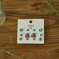 Set di 6 paia di orecchini natalizi con motivi festivi rossi e verdi in resina - Stile C (6 Paia)