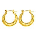 Elegant gold-tone braided hoop earrings with textured woven pattern for women - Rhombus Embossed Hoop