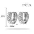 Silver color stainless steel hoop earrings with three rows of pavé-set zircons - Silver Pavé Hoop