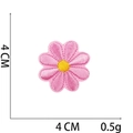 Detailed view of pink floral embroidery patch with dimensions of 4cm by 4cm and 0.5g weight - No.27 (Pink Daisy)