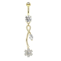 Goldenes Bauchnabelpiercing mit Unendlichkeitssymbol und Blumen-Zirkonia-Design - Stil 5 Gold