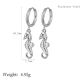 Polished stainless steel seahorse drop earrings for beach style jewelry - Seahorse / Silver