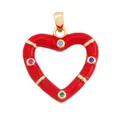Golden heart pendant with red enamel and colorful zircon stones on a white background - Red Heart with 4 Gems Style (L282538-Red)