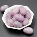 Polished lavender lepidolite crystal egg stones in a modern white hexagonal bowl - Purple Mica (1pc)