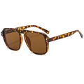Retro tortoise shell pilot sunglasses with brown lenses and UV protection for men and women - Tortoise Frame Tea Lens