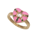 Pink heart-shaped adjustable ring with colorful stones and white center zircon stone - Adjustable Open / Pink