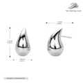 Detailed dimensions of S925 sterling silver waterdrop earrings with 1.41cm height measurement - M / Silver