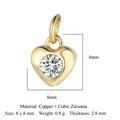 Sparkling copper heart pendant with cubic zirconia inlay for DIY jewelry crafting - Gold Heart