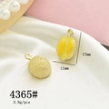 Golden durian fruit pendant with yellow pulp detail for jewelry making 17x11mm - 4365# Durian