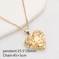 Golden openable heart locket necklace with hollow pattern, size 25.5x26mm for women - Gold Hollow
