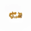 Anello aperto in oro con stella marina e conchiglia con incastonatura in cristallo - Stile Stella Marina Conchiglia Strass (JZ6857G)