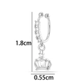 Silver ear cuff with cubic zirconia crown pendant and precise size measurements - Crown Style (2625-9#) / Silver