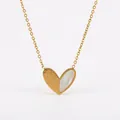 Size chart for heart pendant necklace with 18k gold plating and shell inlay detail - Style 5-Love Engraved Spliced Heart