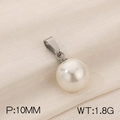 Elegante ciondolo con perla bianca da 10mm e gancio in acciaio al titanio da 1,8g - Stile Color Acciaio (KP120446-Z)