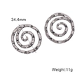 Detalle de pendientes en espiral plateados con textura martillada y diámetro de 34,4 mm - Color Acero