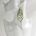 Golden multi-layer heart-shaped leaf earrings with colorful glitter finish - NRXY-1378-1 Gold Colorful Glitter
