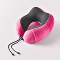 Cuscino da viaggio a U rosa con tessuto magnetico e rete traspirante nera - Rosso rosa super morbido