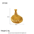 Detailed dimensions of gold shell pendant showing 24mm height and 19mm width measurements - Gold Shell DFC60