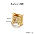 Detailed parameter view of 18K gold plated stainless steel knot ring with rhinestones - US 6 / Gold (KR111060-K)