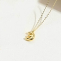 Polished 14K gold plated initial M necklace with a 3D letter pendant on a fine link chain - Letter E / Gold