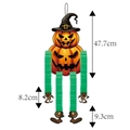 Ciondolo zucca di Halloween con cappello da strega e nappe di carta, alto 47,7 cm - Zucca Fronte-Retro