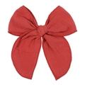 Macro detail of red cotton jacquard fabric texture on the large bow hair clip - Brick Red (64)