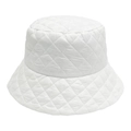 Winter quilted puffer bucket hat for women in white finish with diamond lattice pattern - One Size (56cm-58cm) / White