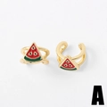 Goldene Legierung Wassermelone Ohrmanschetten mit roter und grüner Emaille - Wassermelone Ear Cuffs (Paar)