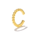 Polished golden beaded C-shaped ear cuff with minimalist geometric stacked design - EGJ0147 Gold