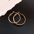 Dettaglio di orecchini a cerchio dorati con finitura satinata su sfondo nero - Diametro 30MM / Oro