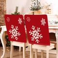 Detail of red Christmas chair covers with white snowflake patterns in a festive setting - Red Large Small White Snowflake (YT01-24)