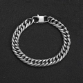 Pulsera de cadena cubana plateada para hombre en acero inoxidable con cierre de langosta - 9mm / 7 Pulgadas (17.78cm) / Color Acero