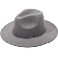 Detail view showing textured gray wool felt material of the vintage fedora hat - Plain Flat Brim Without Rope / Gray